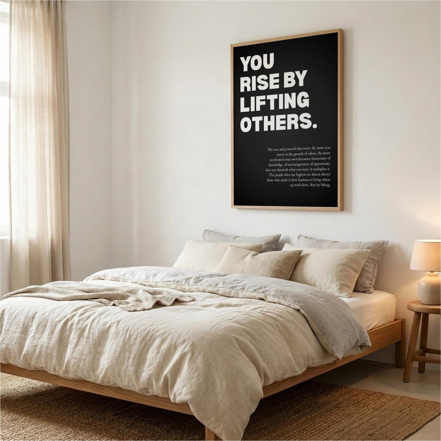 You Rise By Lifting Others Poster | Powerful Motivational Wall Art | Success Quote | Modern Office Decor