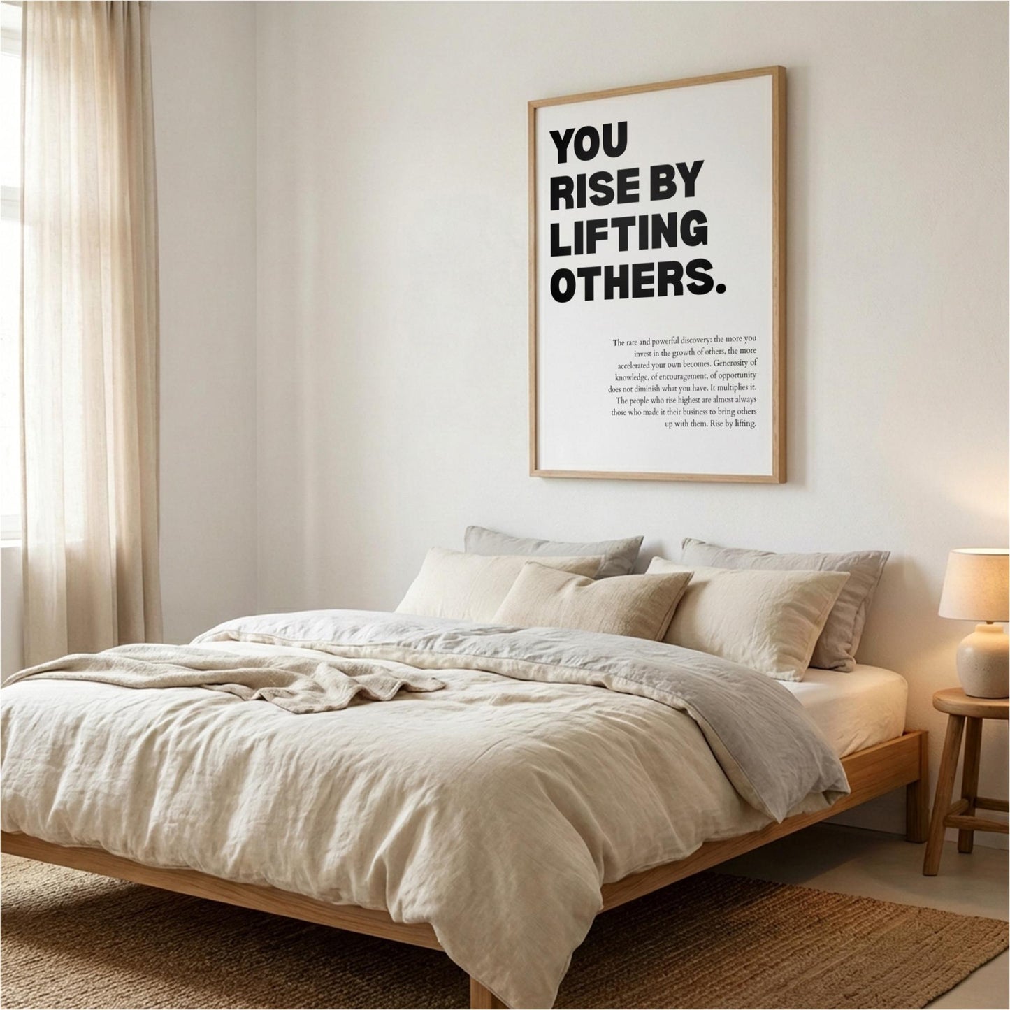 You Rise By Lifting Others Poster | Powerful Motivational Wall Art | Success Quote | Modern Office Decor