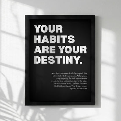 Your Habits Are Your Destiny Poster | Powerful Motivational Wall Art | Success Quote | Modern Office Decor