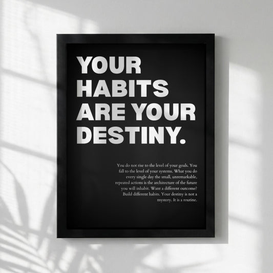 Your Habits Are Your Destiny Poster | Powerful Motivational Wall Art | Success Quote | Modern Office Decor