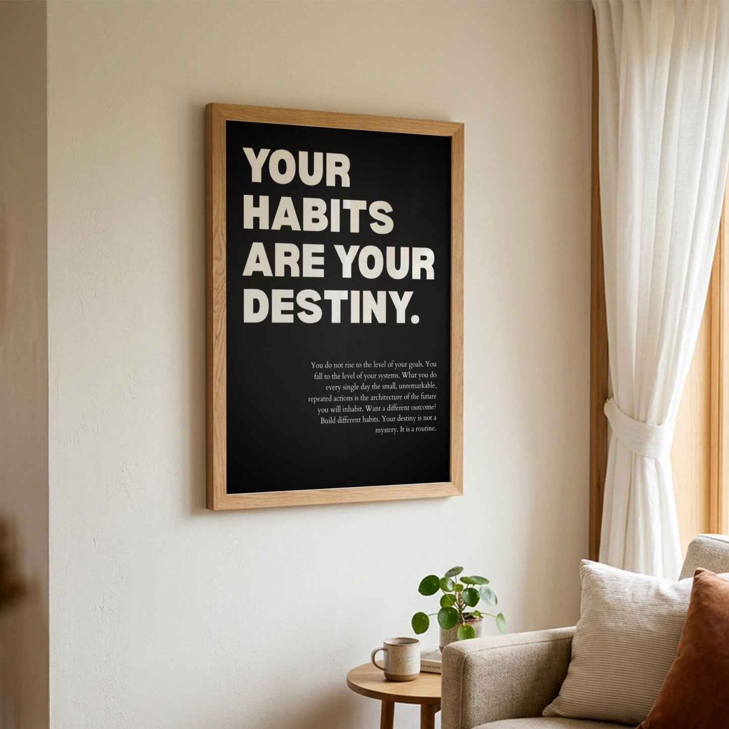 Your Habits Are Your Destiny Poster | Powerful Motivational Wall Art | Success Quote | Modern Office Decor