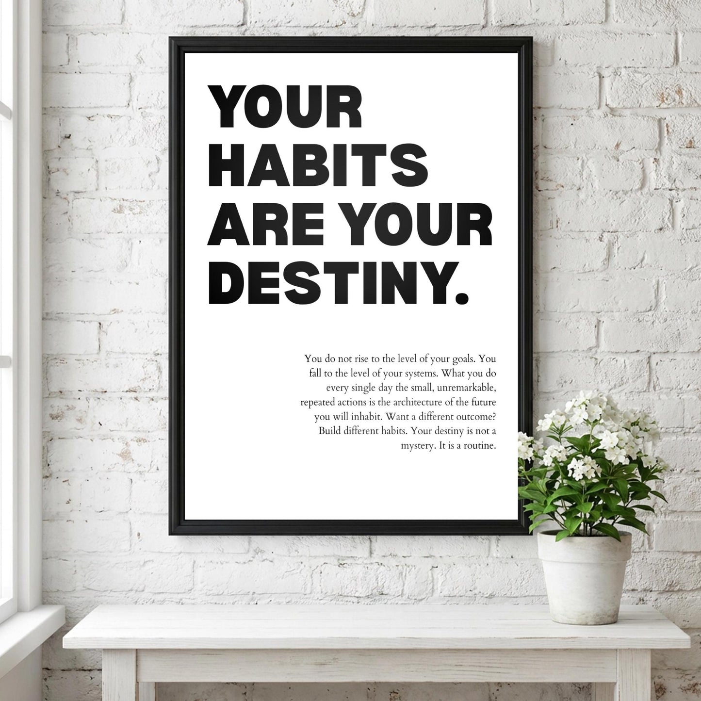 Your Habits Are Your Destiny Poster | Powerful Motivational Wall Art | Success Quote | Modern Office Decor