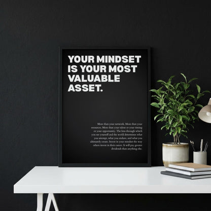 Your Mindset Is Your Most Valuable Asset Poster | Powerful Motivational Wall Art | Success Quote