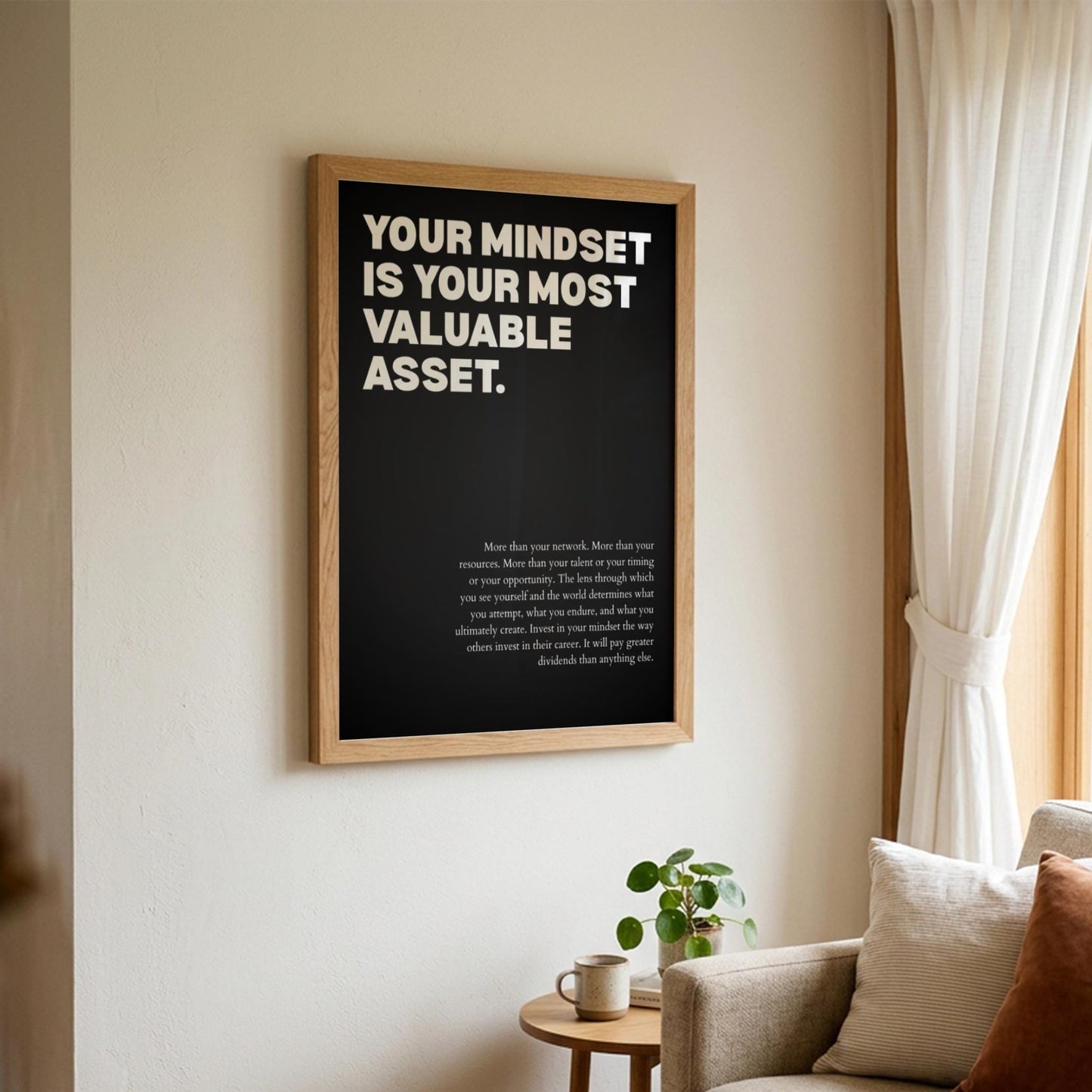Your Mindset Is Your Most Valuable Asset Poster | Powerful Motivational Wall Art | Success Quote