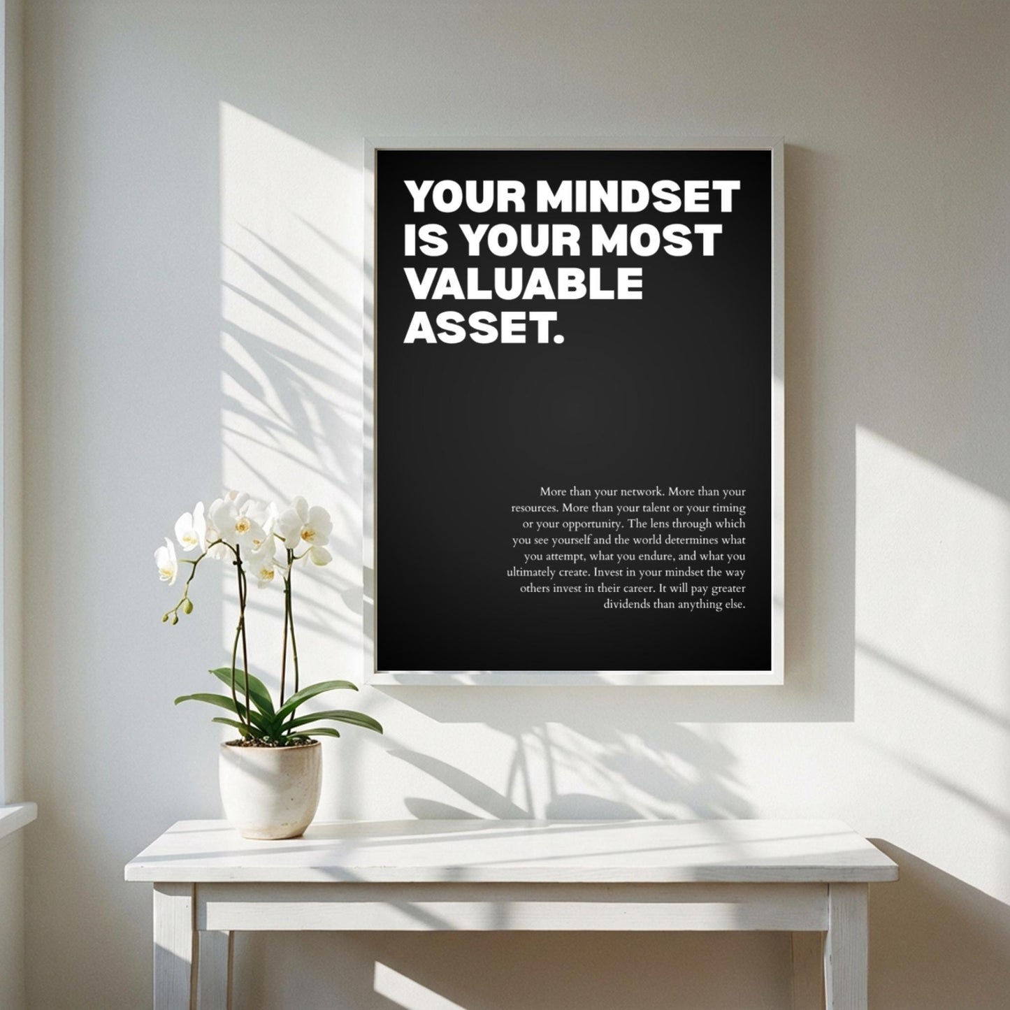 Your Mindset Is Your Most Valuable Asset Poster | Powerful Motivational Wall Art | Success Quote