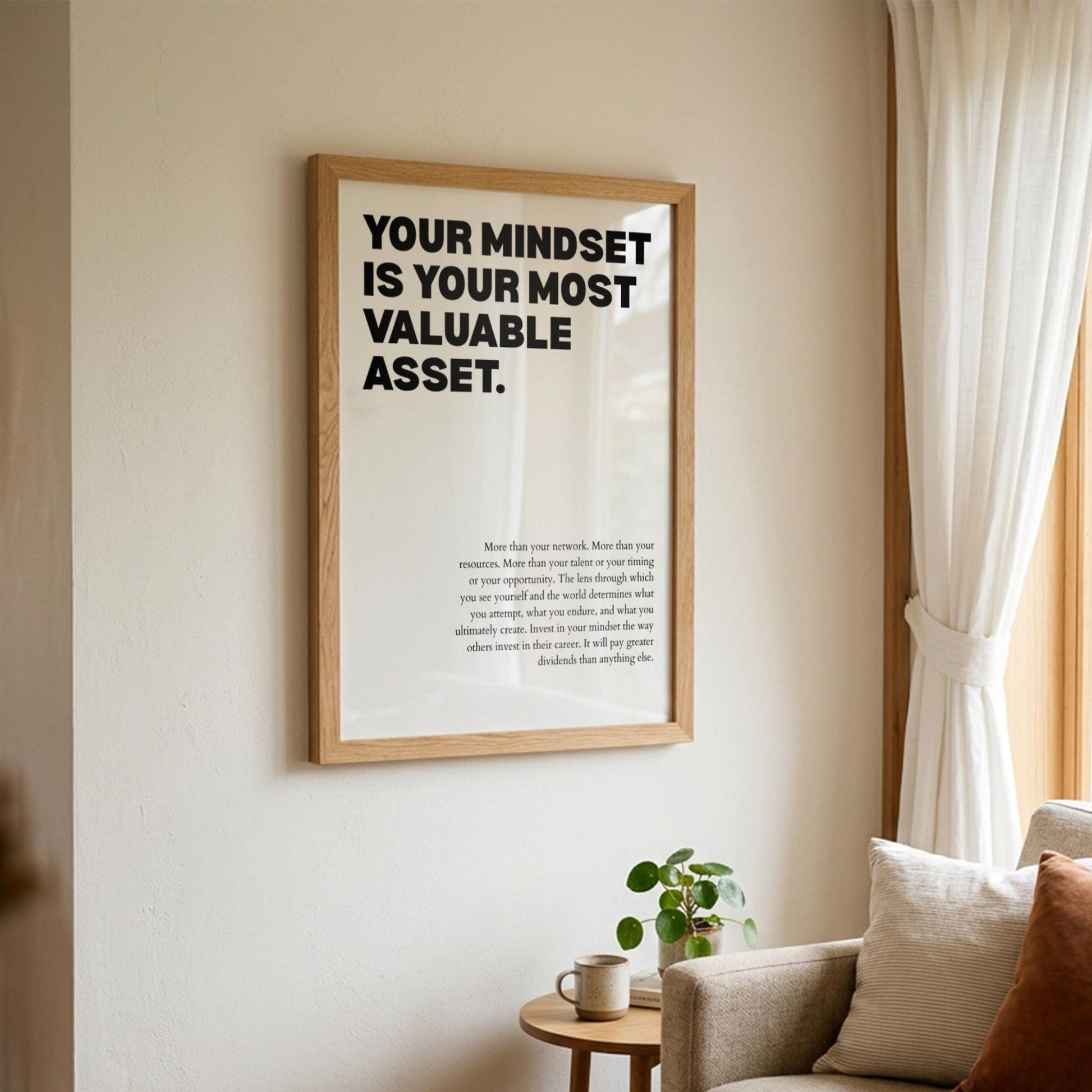 Your Mindset Is Your Most Valuable Asset Poster | Powerful Motivational Wall Art | Success Quote
