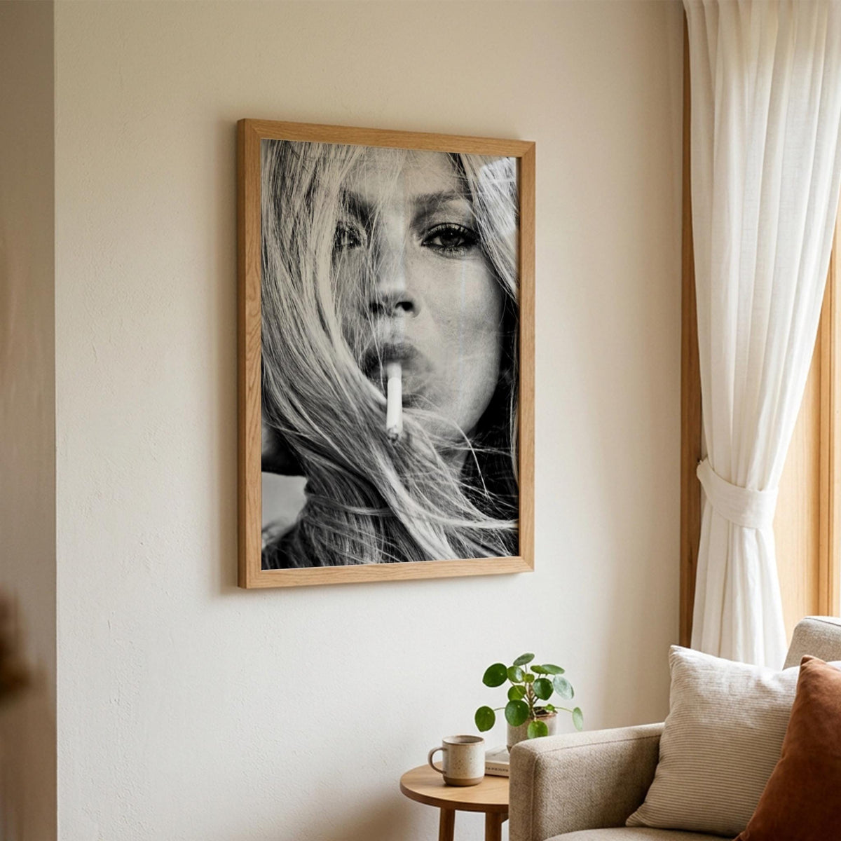 Blonde Smoke Black & White Poster | Minimalist Portrait Wall Art | Modern Aesthetic Decor | Smoky Character Print