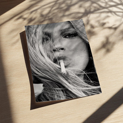 Blonde Smoke Black & White Poster | Minimalist Portrait Wall Art | Modern Aesthetic Decor | Smoky Character Print