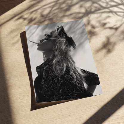 Bow & Smoke Black & White Poster | Minimalist Portrait Wall Art | Modern Aesthetic Decor | Elegant Smoky Print