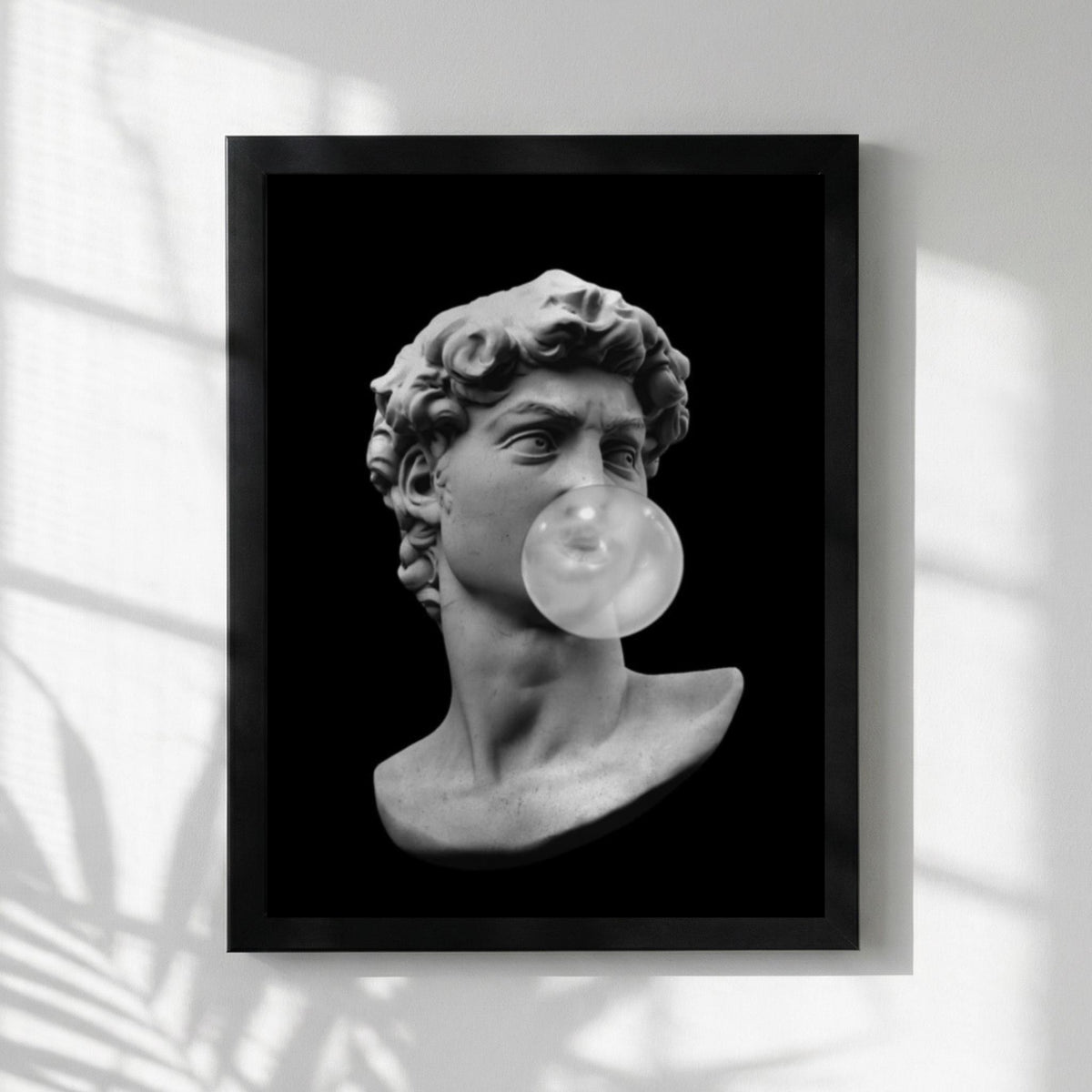 Bubble David Black & White Poster | Minimalist Sculpture Wall Art | Modern Aesthetic Decor | Classical Statue Print