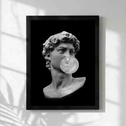 Bubble David Black & White Poster | Minimalist Sculpture Wall Art | Modern Aesthetic Decor | Classical Statue Print