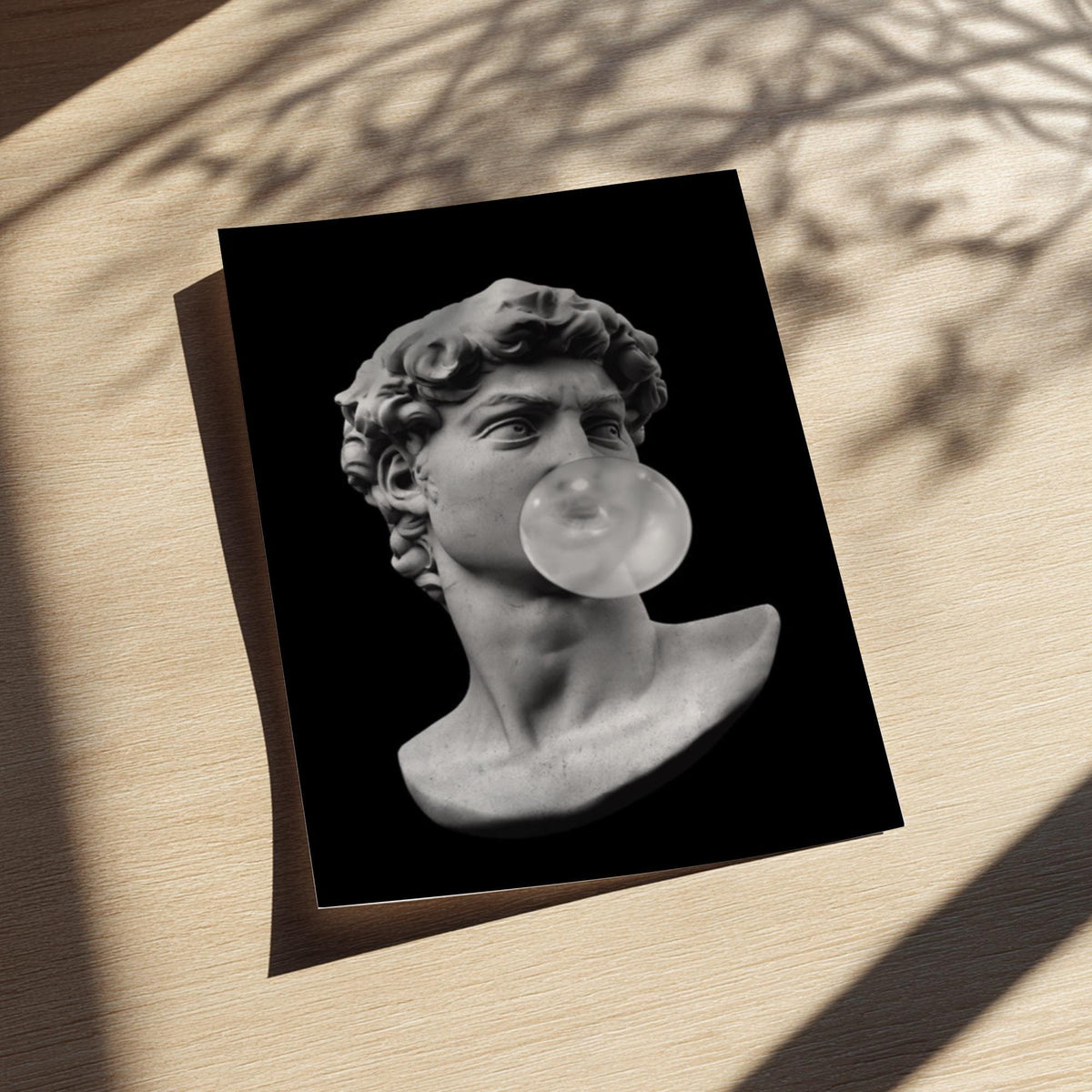 Bubble David Black & White Poster | Minimalist Sculpture Wall Art | Modern Aesthetic Decor | Classical Statue Print