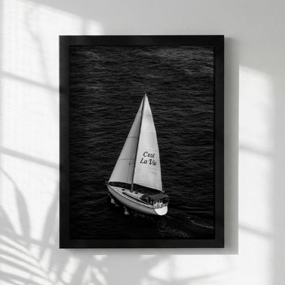 C’est La Vie Black & White Poster | Minimalist Typography Wall Art | Modern French Quote Decor | Aesthetic Print