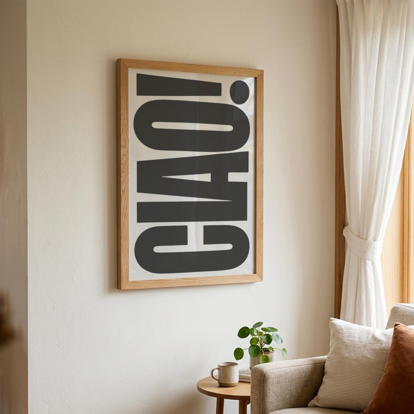 Ciao Bold Black & White Poster | Minimalist Typography Wall Art | Modern Italian Quote Decor | Aesthetic Print