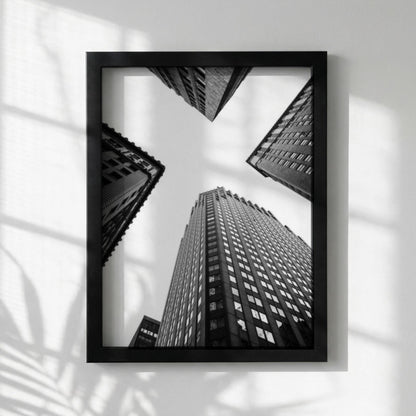 City Vertigo Black & White Poster | Minimalist Urban Wall Art | Modern Cityscape Decor | Abstract Architecture Print