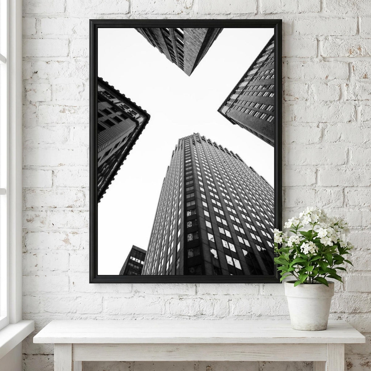 City Vertigo Black & White Poster | Minimalist Urban Wall Art | Modern Cityscape Decor | Abstract Architecture Print