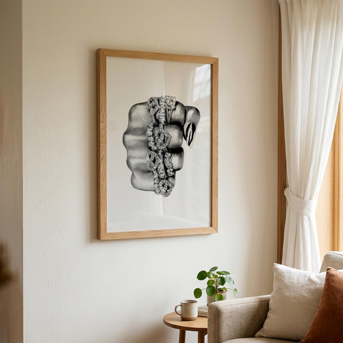 Diamond Grip Black & White Poster | Minimalist Gym Wall Art | Modern Fitness Decor | Strength Training Print