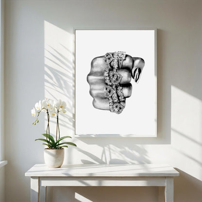 Diamond Grip Black & White Poster | Minimalist Gym Wall Art | Modern Fitness Decor | Strength Training Print