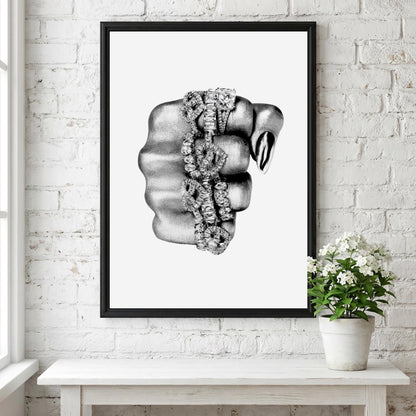 Diamond Grip Black & White Poster | Minimalist Gym Wall Art | Modern Fitness Decor | Strength Training Print