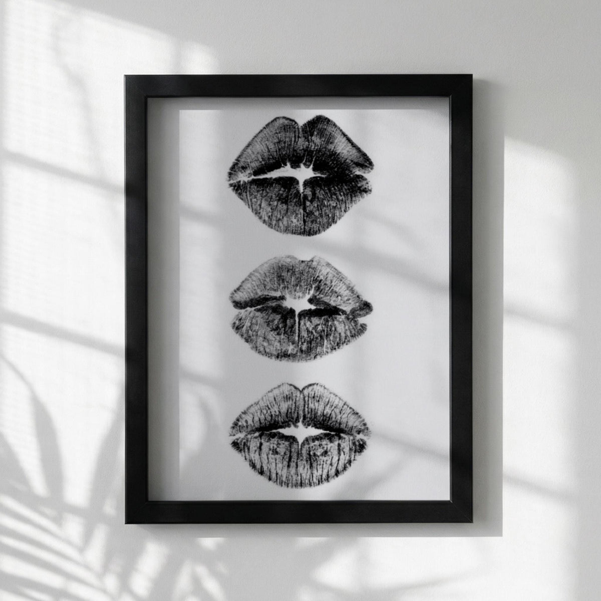Kiss Marks Black & White Minimalist Lips Wall Art | Modern Beauty Fashion Decor | Aesthetic Print