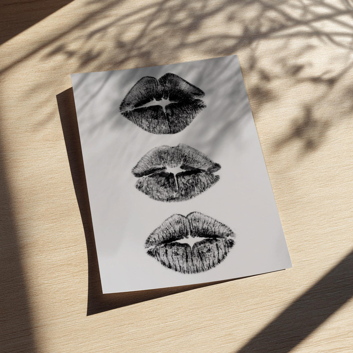 Kiss Marks Black & White Minimalist Lips Wall Art | Modern Beauty Fashion Decor | Aesthetic Print