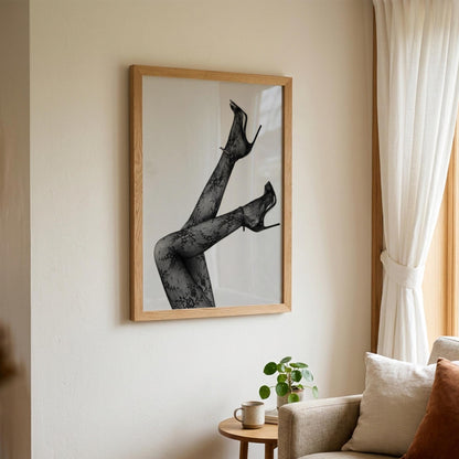 Lace Temptation Black & White Minimalist Fashion Wall Art | Elegant Aesthetic Lingerie Inspired Decor Poster
