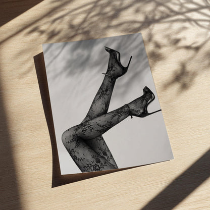 Lace Temptation Black & White Minimalist Fashion Wall Art | Elegant Aesthetic Lingerie Inspired Decor Poster