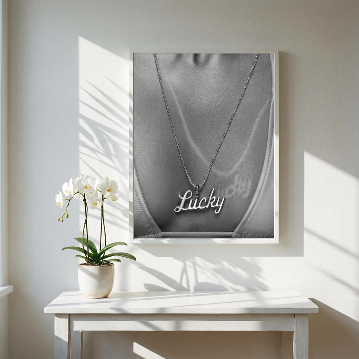 Lucky Charm Black & White Minimalist Wall Art | Modern Good Luck Decor | Aesthetic Symbol Poster Print