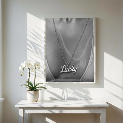 Lucky Charm Black & White Minimalist Wall Art | Modern Good Luck Decor | Aesthetic Symbol Poster Print