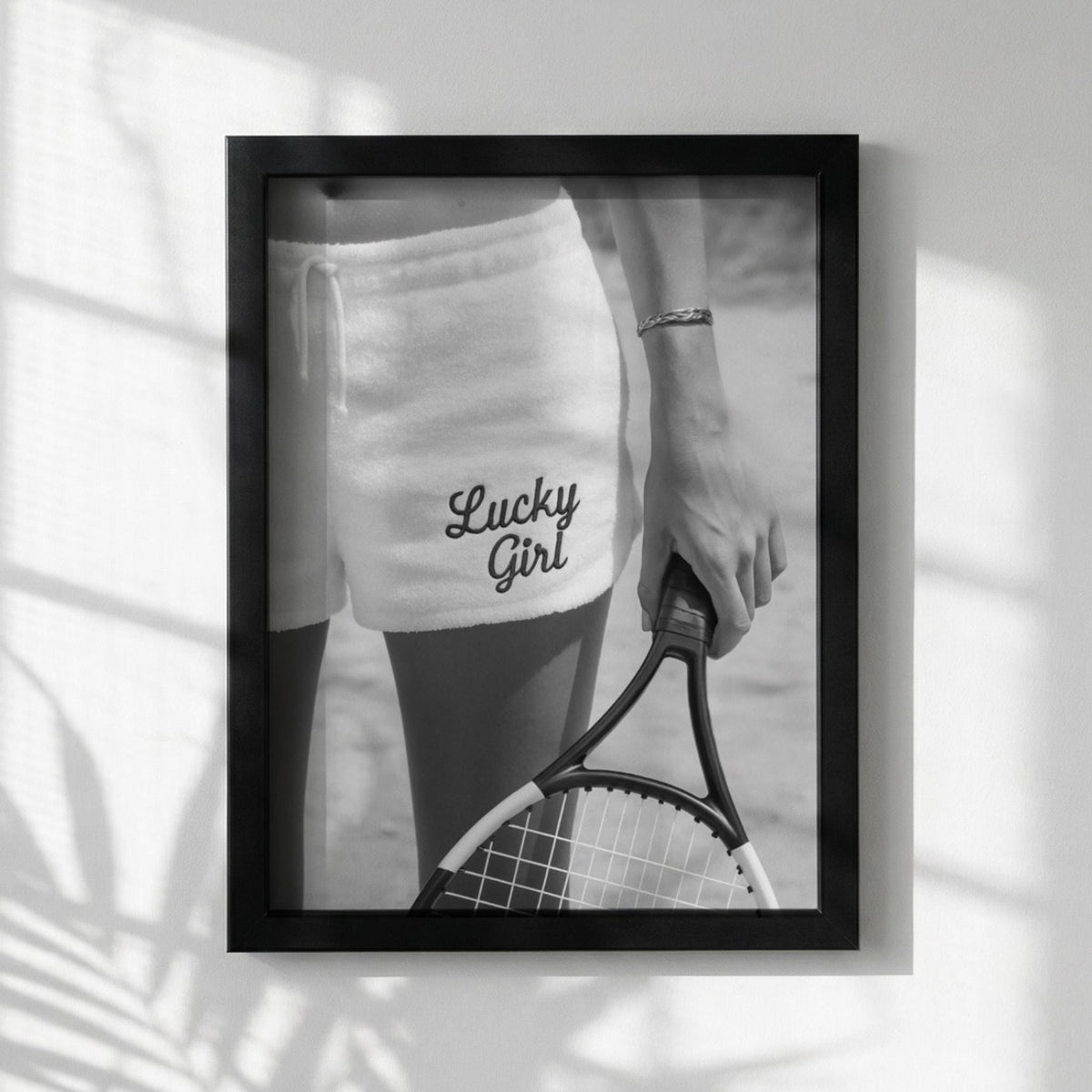 Lucky Girl Black & White Minimalist Wall Art | Modern Feminine Aesthetic Decor | Positive Quote Poster Print