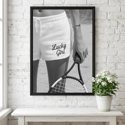 Lucky Girl Black & White Minimalist Wall Art | Modern Feminine Aesthetic Decor | Positive Quote Poster Print