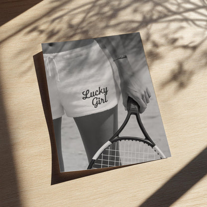 Lucky Girl Black & White Minimalist Wall Art | Modern Feminine Aesthetic Decor | Positive Quote Poster Print