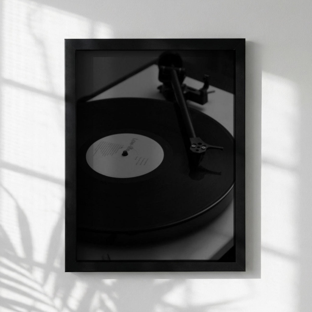 Midnight Vinyl Black & White Minimalist Music Wall Art | Modern Retro Audio Decor | Aesthetic Record Player Poster Print