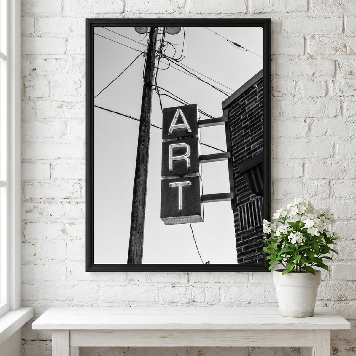 Neon Art Black & White Minimalist Wall Art | Modern Urban Aesthetic Decor | Abstract Glow Style Poster Print