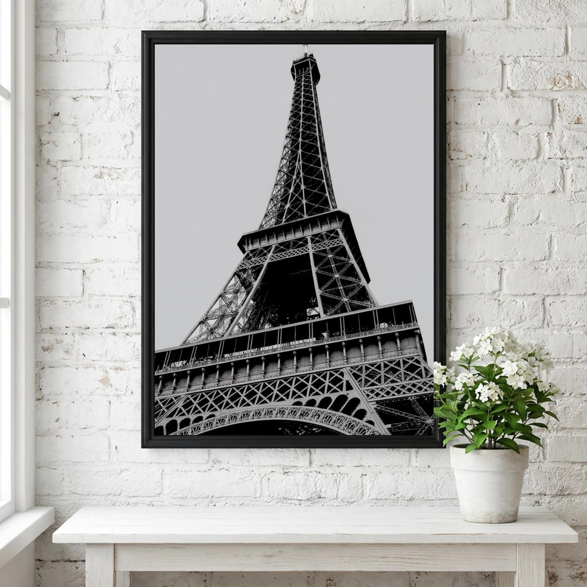 Paris Noir Black & White Minimalist City Wall Art | Modern Dark Paris Decor | Elegant Travel Poster Print