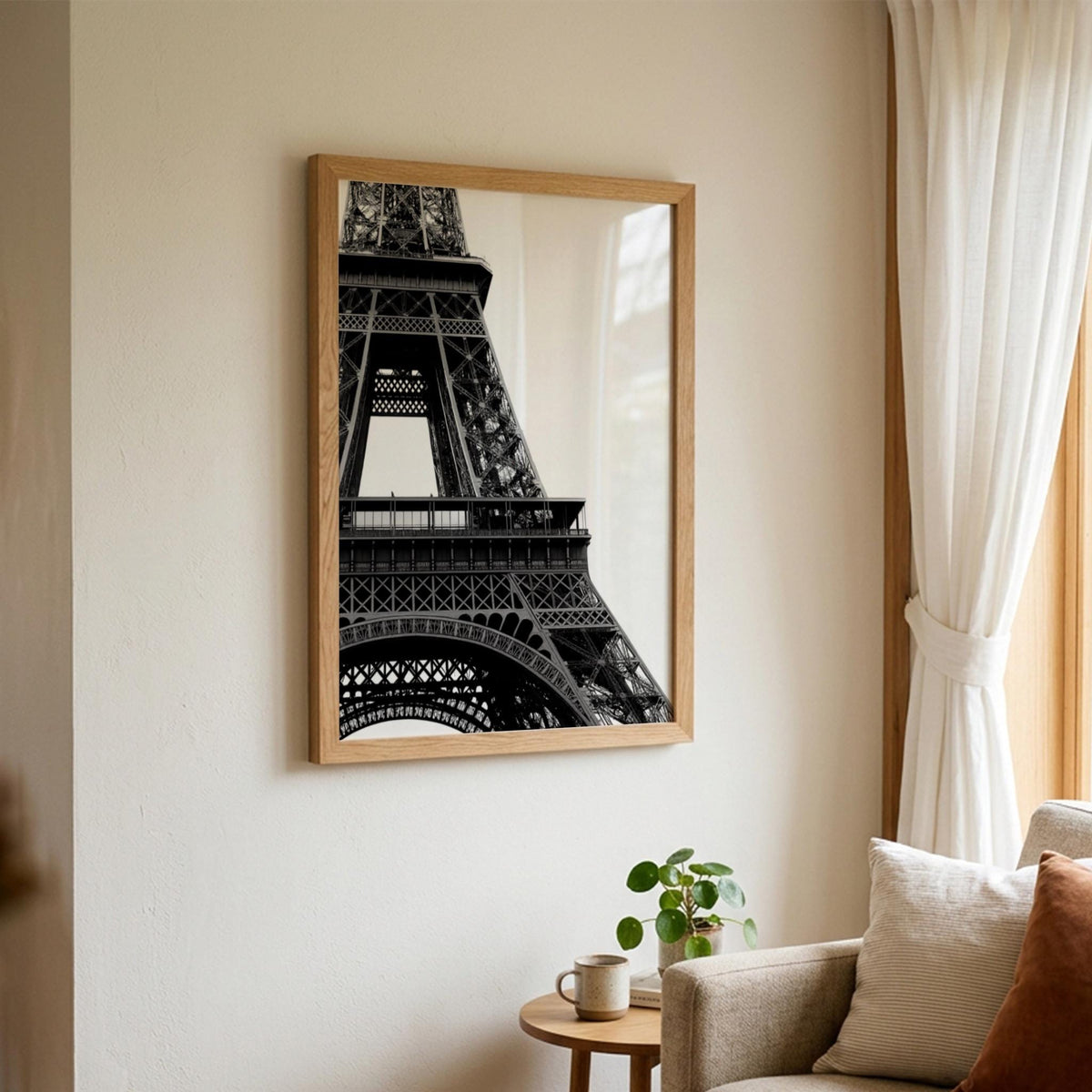 Paris Steel Black & White Minimalist Cityscape Wall Art | Modern Industrial Paris Decor | Architectural Poster Print