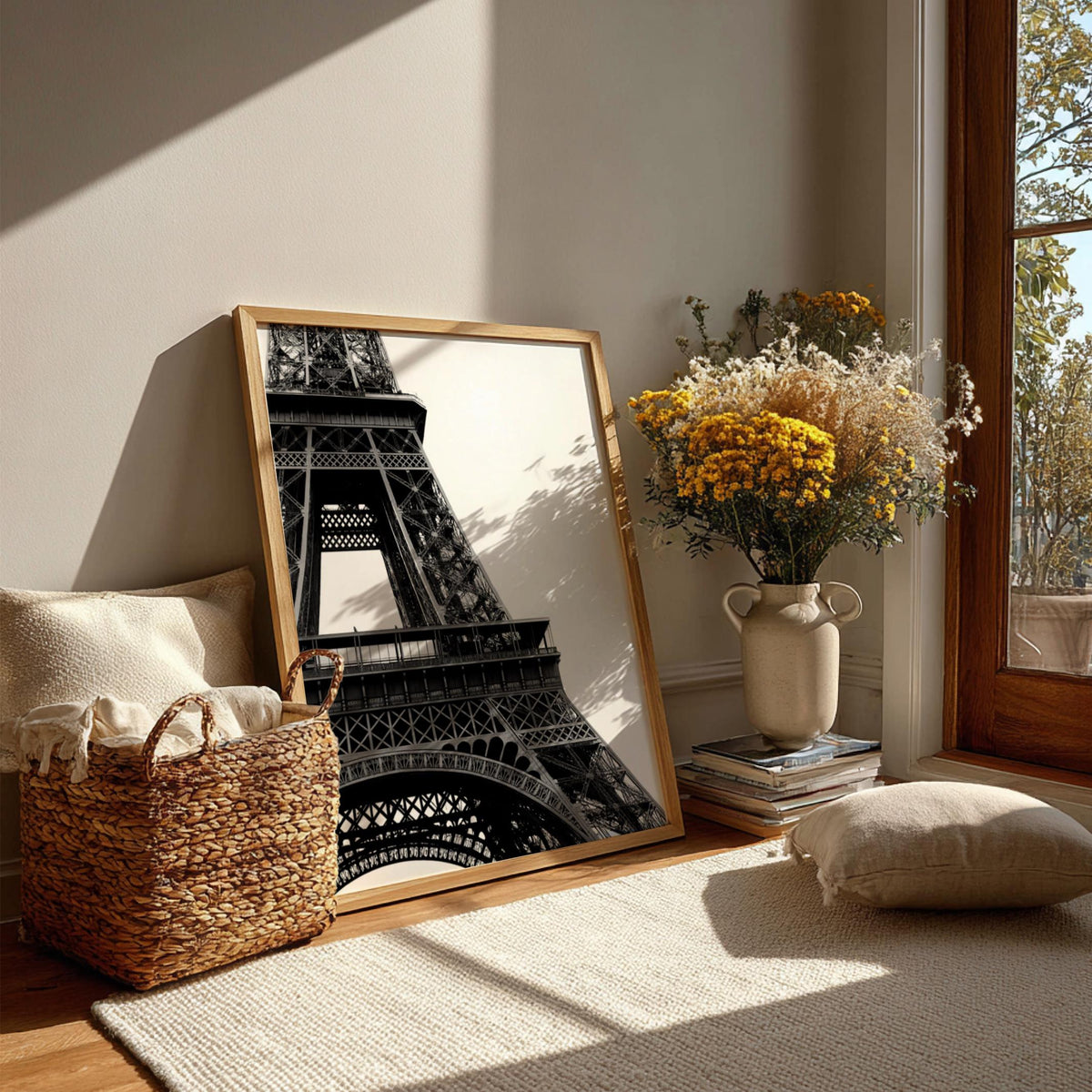 Paris Steel Black & White Minimalist Cityscape Wall Art | Modern Industrial Paris Decor | Architectural Poster Print