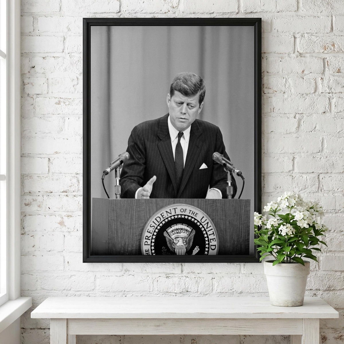 Presidential Address Black & White Minimalist Political Wall Art | Modern Leadership Decor | Government Speech Poster Print