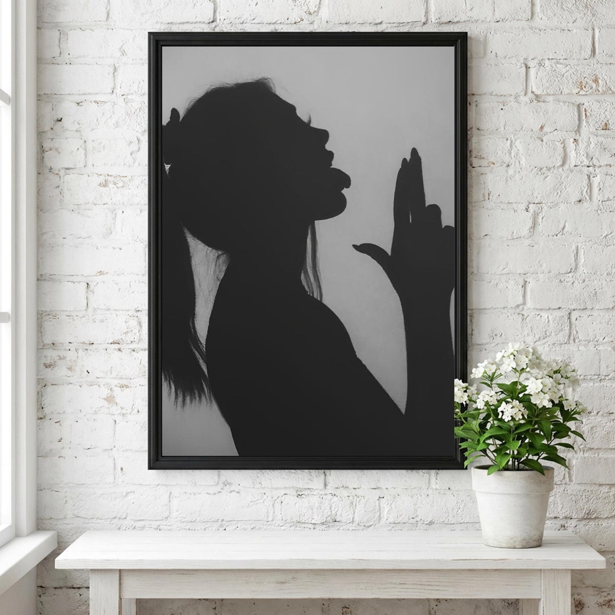 Shadow Tease Black & White Minimalist Abstract Wall Art | Modern Sensual Aesthetic Decor | Elegant Silhouette Poster Print
