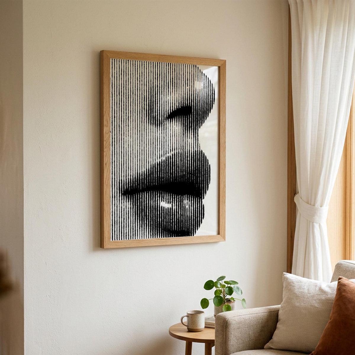 Striped Silence Black & White Minimalist Abstract Wall Art | Modern Geometric Decor | Calm Aesthetic Poster Print