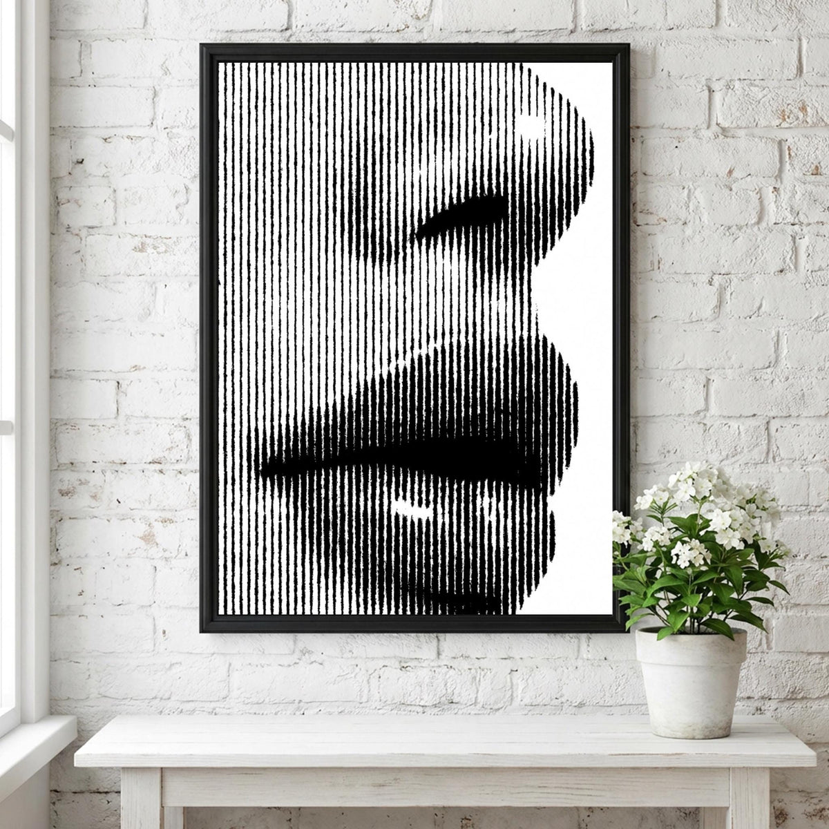 Striped Silence Black & White Minimalist Abstract Wall Art | Modern Geometric Decor | Calm Aesthetic Poster Print