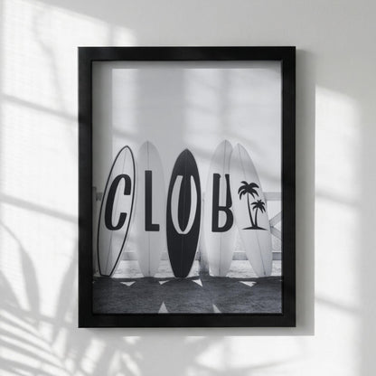 Surf Letters Black & White Minimalist Typography Wall Art | Modern Coastal Quote Decor | Beach Aesthetic Poster Print