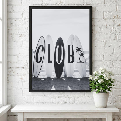 Surf Letters Black & White Minimalist Typography Wall Art | Modern Coastal Quote Decor | Beach Aesthetic Poster Print
