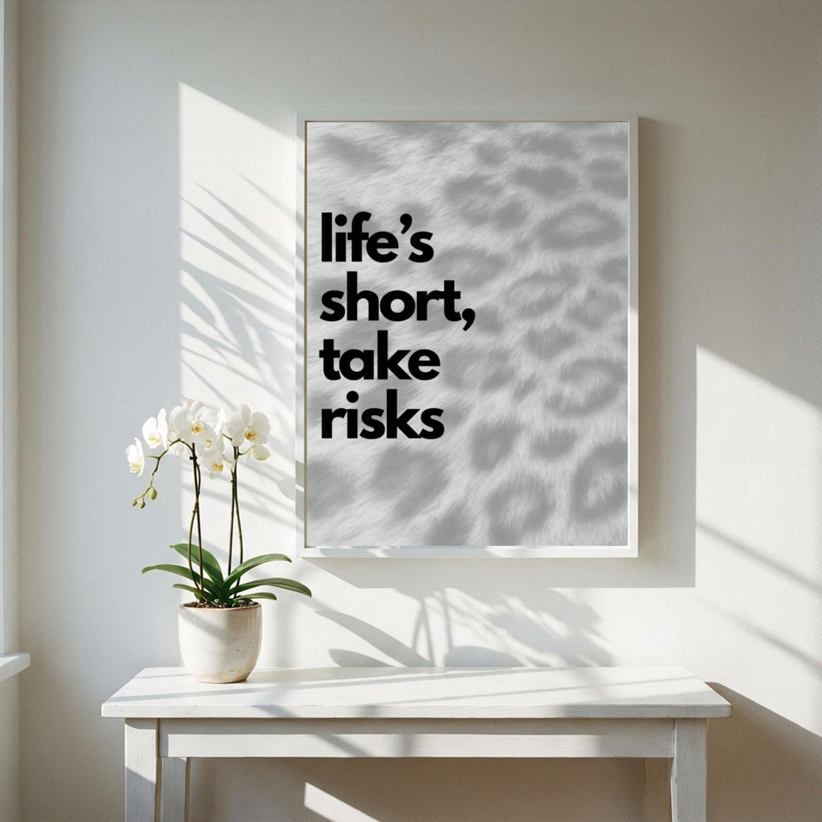 Take Risks Black & White Minimalist Typography Wall Art | Modern Motivational Decor | Bold Quote Poster Print