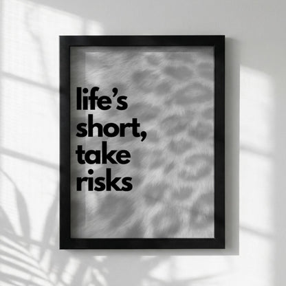Take Risks Black & White Minimalist Typography Wall Art | Modern Motivational Decor | Bold Quote Poster Print