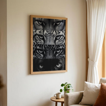 Tiger’s View Black & White Minimalist Wildlife Wall Art | Modern Animal Portrait Decor | Powerful Safari Poster Print