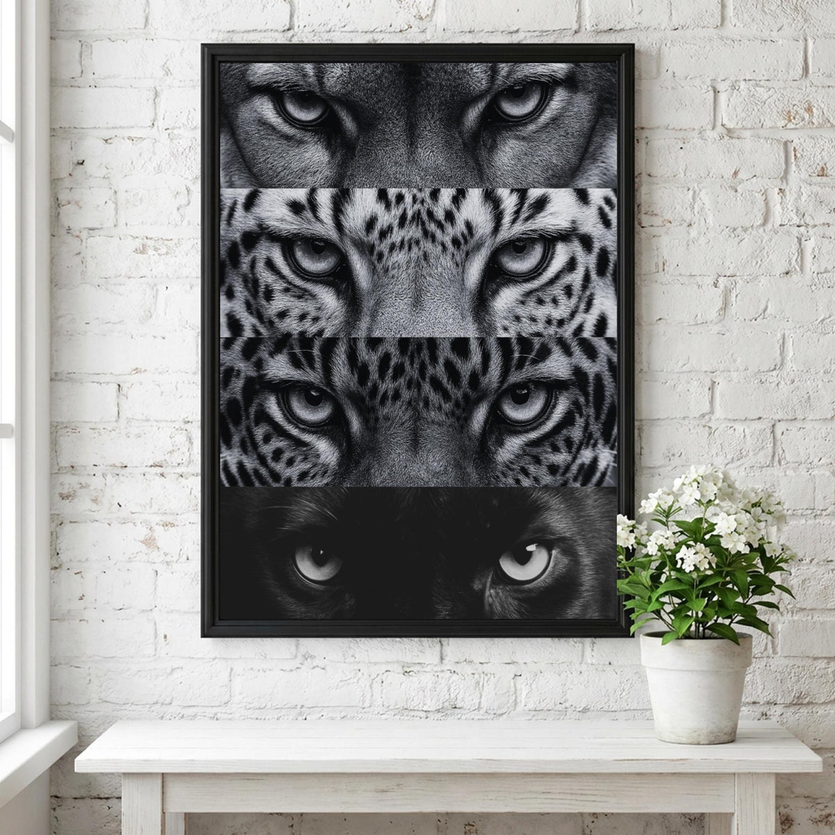 Tiger’s View Black & White Minimalist Wildlife Wall Art | Modern Animal Portrait Decor | Powerful Safari Poster Print
