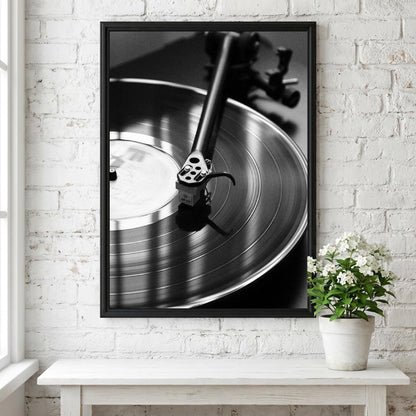 Vinyl Spin Black & White Minimalist Music Wall Art | Modern Retro Audio Decor | Record Player Aesthetic Poster Printck.