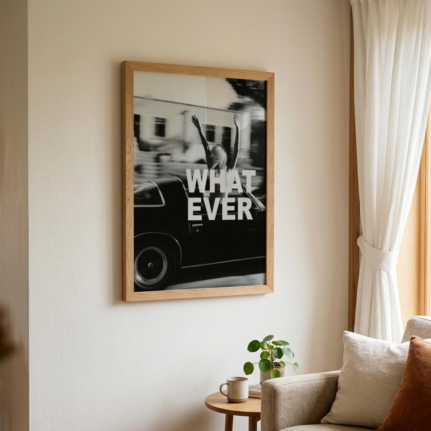 Whatever Ride Black & White Minimalist Travel Wall Art | Modern Freedom Lifestyle Decor | Road Trip Poster Print