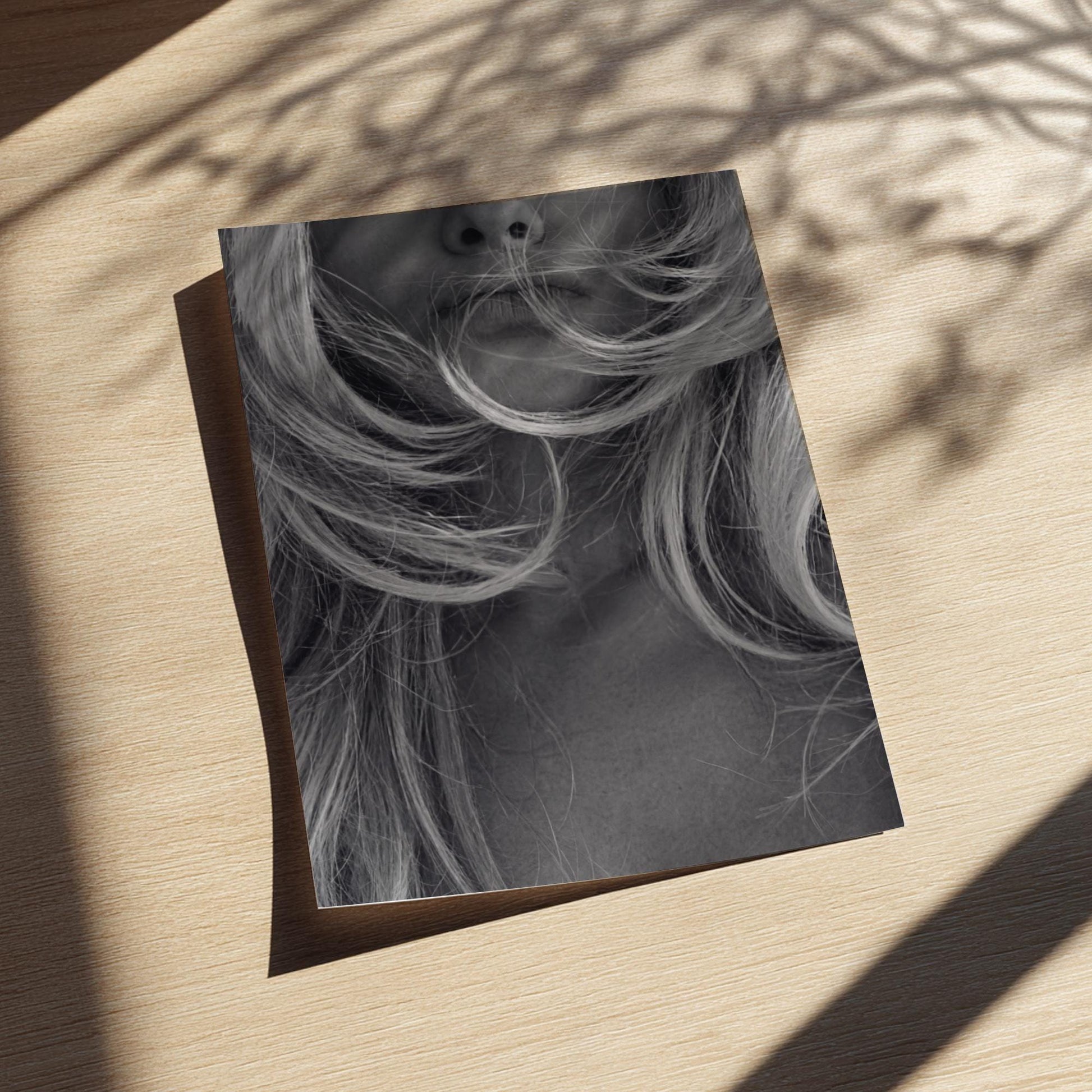 Windblown Blonde Black & White Minimalist Portrait Wall Art | Modern Fashion Aesthetic Decor | Elegant Beauty Poster Print